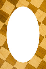 Image showing Fragment of checkers or chess board and ehite oval 