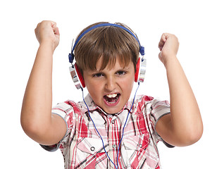 Image showing portrait of a nice boy with headphones 