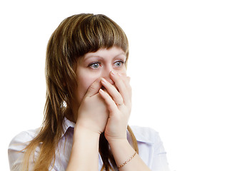 Image showing frightened young woman