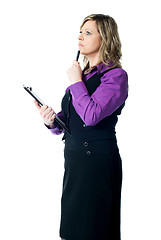 Image showing Thoughtful businesswoman looking away