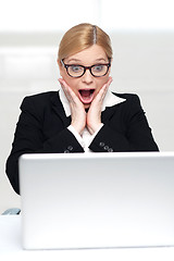 Image showing Surprised business woman