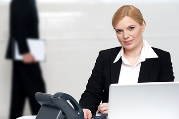 Image showing Businesswoman looking at camera