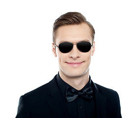 Image showing Trendy young male model wearing goggles