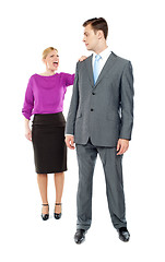 Image showing Female secretary shouting on her co-worker