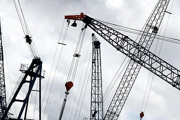 Image showing harbor cranes