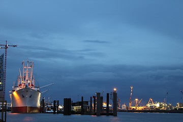 Image showing hamburg city harbor at night