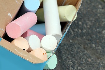 Image showing a box filled with chalk sticks