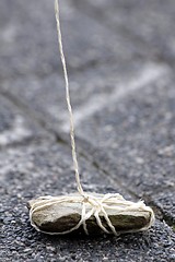 Image showing stone weight on a rope