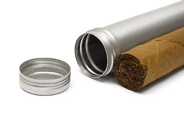 Image showing Cigar and Metal Case