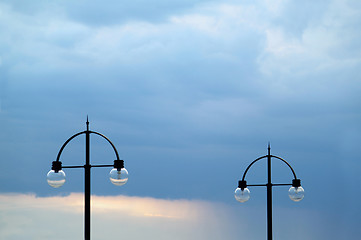 Image showing Two street lamps