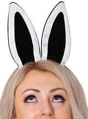 Image showing Girl's face with the rabbit ears on white