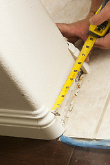 Image showing Measuring for New Baseboard with Bull Nose Corners and New Lamin