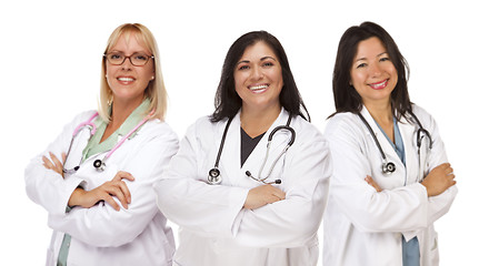 Image showing Three Female Doctors or Nurses on White