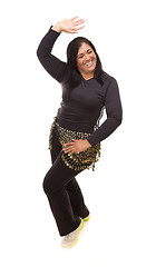 Image showing Attractive Hispanic Woman Dancing Zumba on White