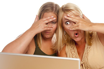 Image showing Two Shocked Women Using Laptop