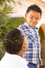 Image showing Happy Mixed Race Father and Son Playing