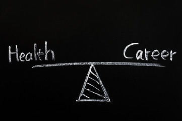 Image showing Balance of health and career drawn with chalk