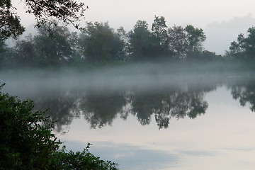 Image showing morning fog over the lake