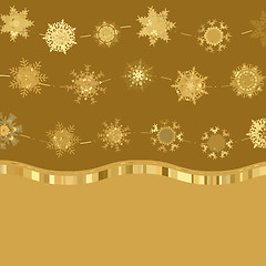 Image showing Retro gold Card Template with Snowflakes. EPS 8