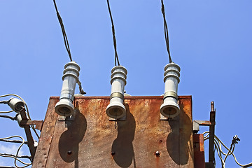 Image showing Detail of old electrical transformer