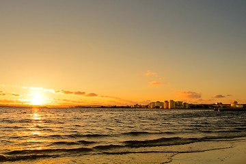 Image showing Sunset on the Tejo river.