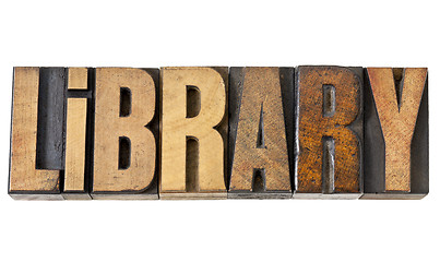 Image showing library word in wood type