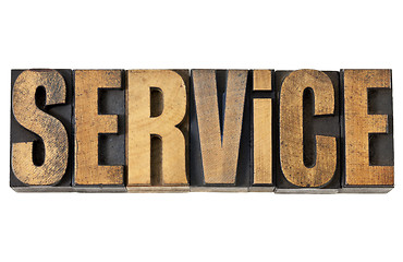 Image showing service word in wood type