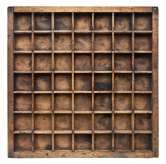 Image showing vintage wood typesetter case