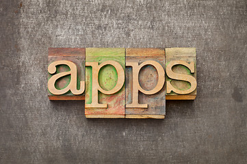 Image showing apps (applications) in wood type