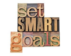 Image showing set SMART goals in wood type
