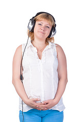 Image showing Pregnant Woman with Headphones