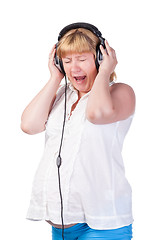 Image showing Pregnant Woman with Headphones
