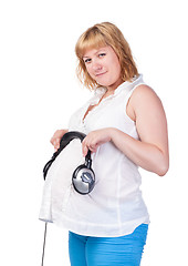 Image showing Pregnant Woman with Headphones