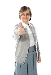 Image showing Old lady showing thumbs up gesture
