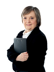 Image showing Business woman holding important documents