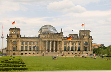 Image showing Reichstag Parliament building with glass dome Berlin Germany
