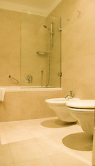 Image showing bathroom with toilet and bidet luxury hotel Budapest Hungary