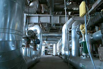 Image showing Equipment, cables and piping as found inside of  industrial powe