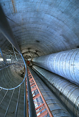 Image showing Equipment, cables and stairs as found inside of  industrial powe