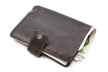 Image showing Brown wallet with currency 