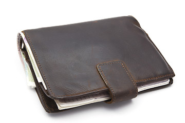 Image showing Brown wallet with currency 