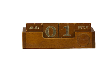 Image showing wooden calendar 2013 New year January 1 Tuesday 