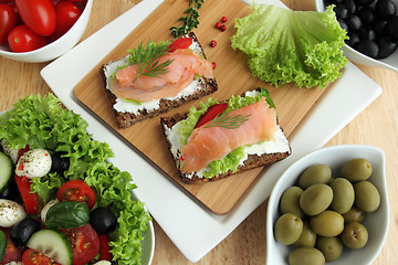 Image showing Fresh salmon sandwiches