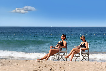 Image showing Two girls on the beach