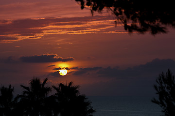 Image showing Sunset over sea