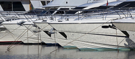 Image showing Yachts at anchor