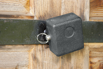 Image showing Lock on a  barn doors