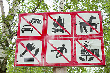 Image showing Prohibiting signs in the park