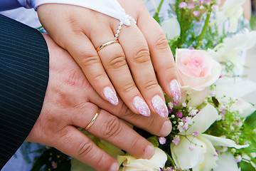 Image showing hands of newlyweds