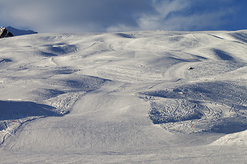 Image showing Ski slope in evening